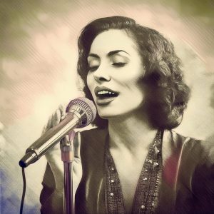 artistic picture of woman singing